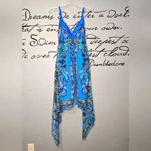 Baby Love Boutique Blue Print Boho Scarf Dress, 3X